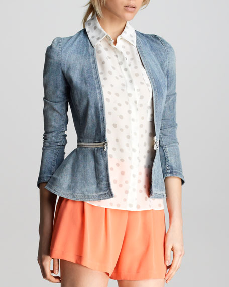 Rebecca Taylor Denim Peplum Jacket