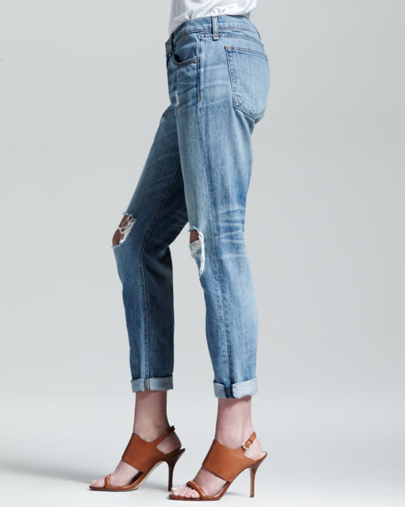 bone/JEAN Boyfriend Moss Ripped-Knee Jeans