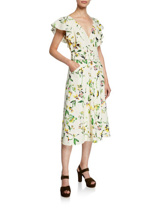 Tanya Taylor Inez Belted Floral Flutter 