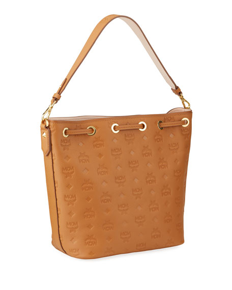 mcm essential tote in monogram leather