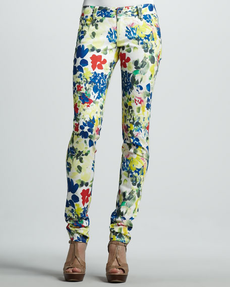 Alice + Olivia Floral-Print Skinny Jeans