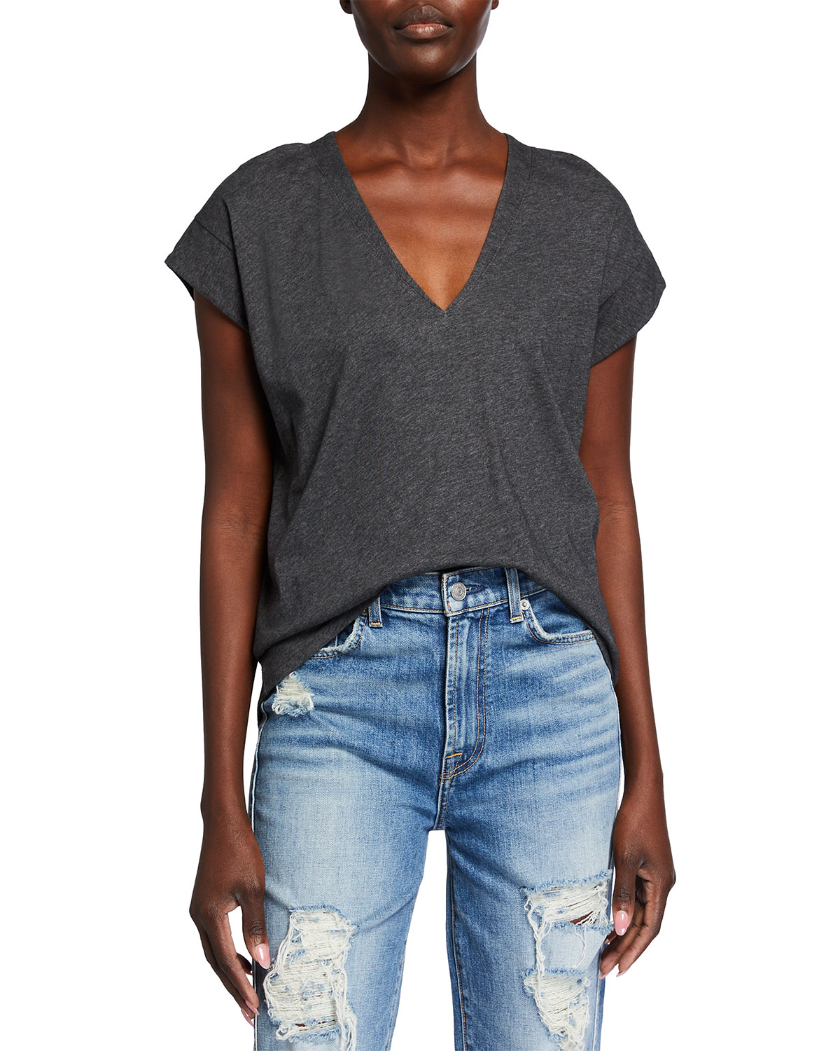 FRAME Le Mid-Rise V-Neck Top | Neiman 