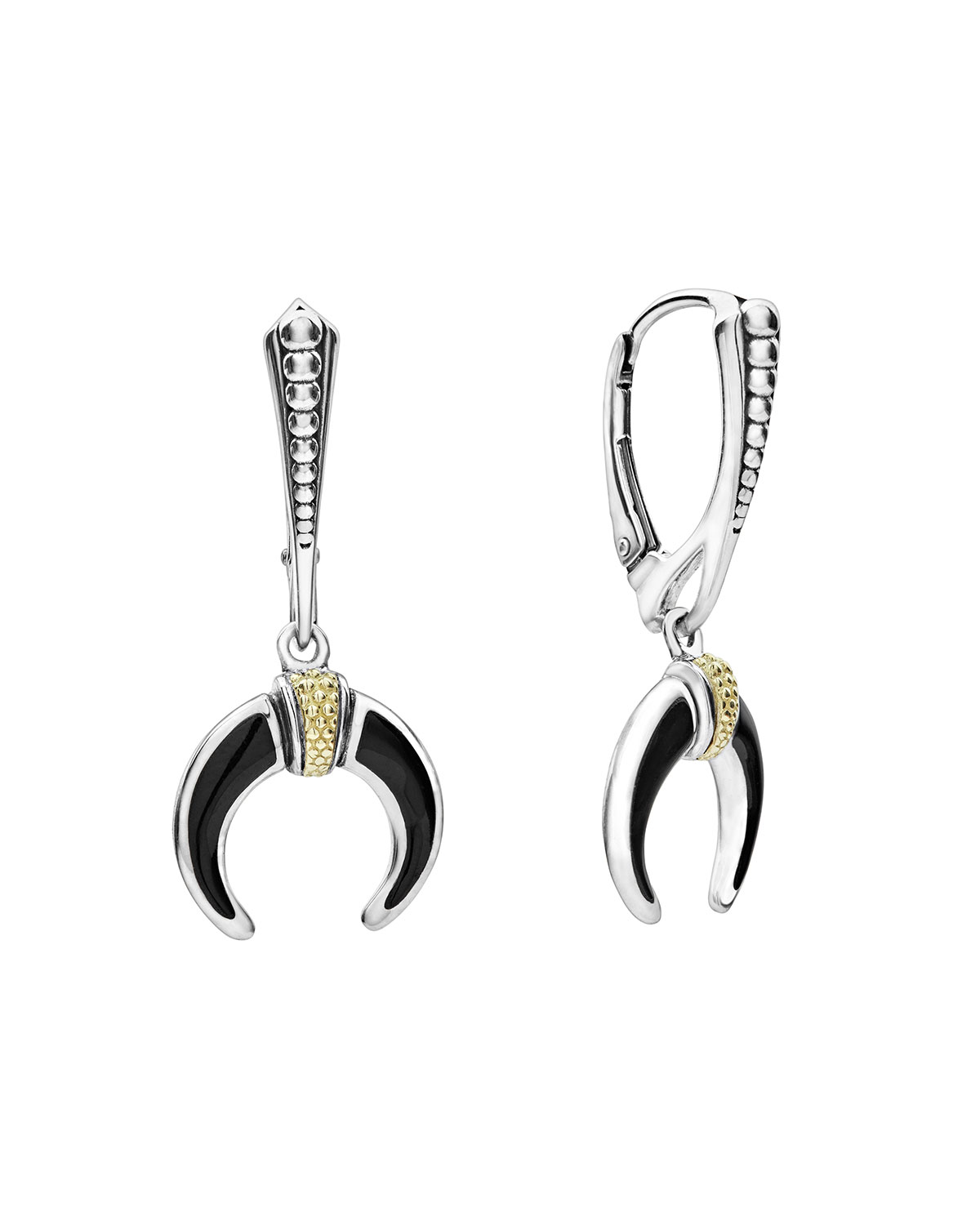 Lagos Caviar Bead Onyx Horn Drop Earrings Neiman Marcus