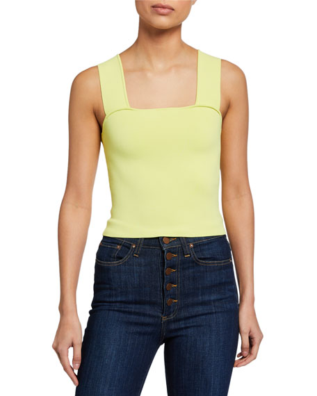 Alice + Olivia Rashida Square-Neck Cropped Tank | Neiman Marcus