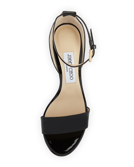 Jimmy Choo Edina Patent Leather Ankle-Wrap Sandals | Neiman Marcus