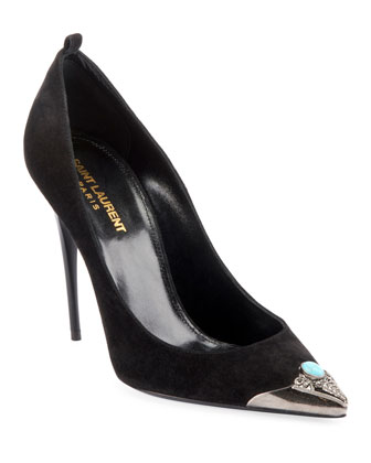 Saint Laurent Zoe Suede Pointed Pumps 