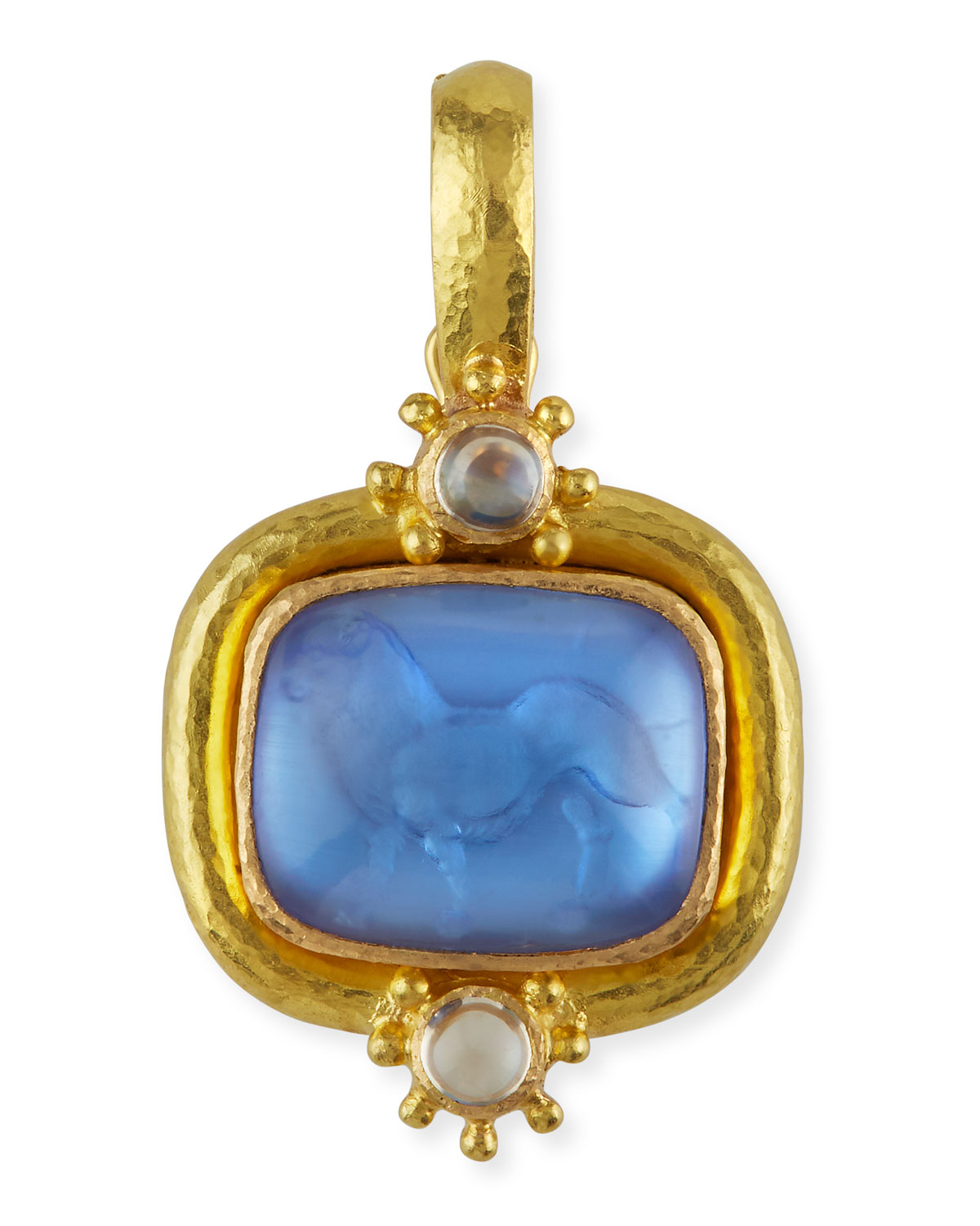 Elizabeth Locke Roaring Lion Intaglio 19k Gold Pendant