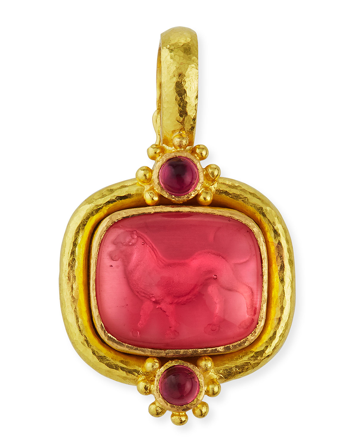 Elizabeth Locke Roaring Lion Intaglio 19k Gold Pendant